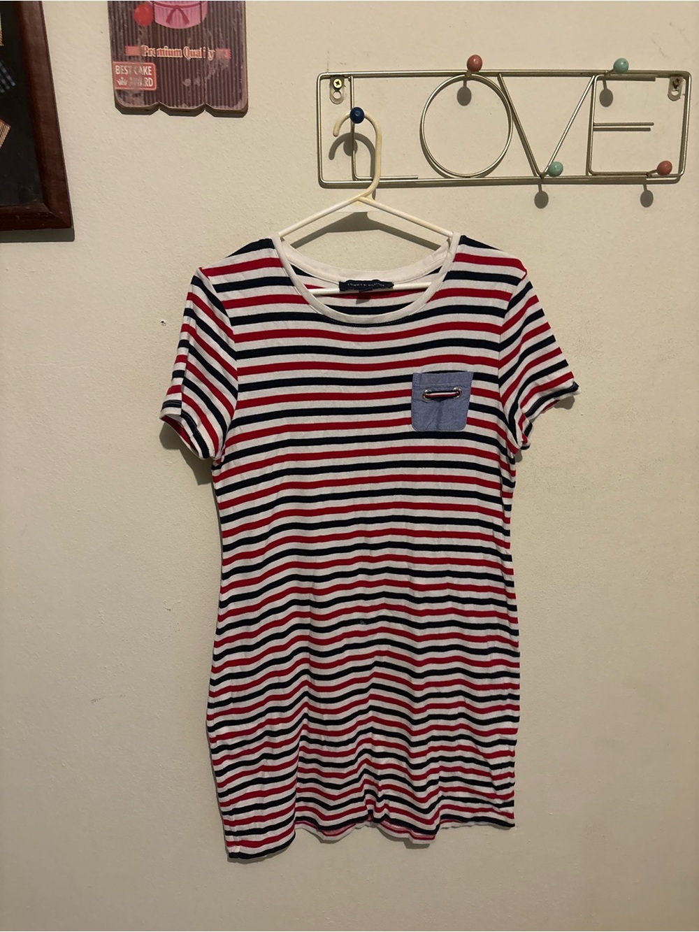 Tommy Hilfiger Navy, Red & White Striped Short Sleeve Pocket dress